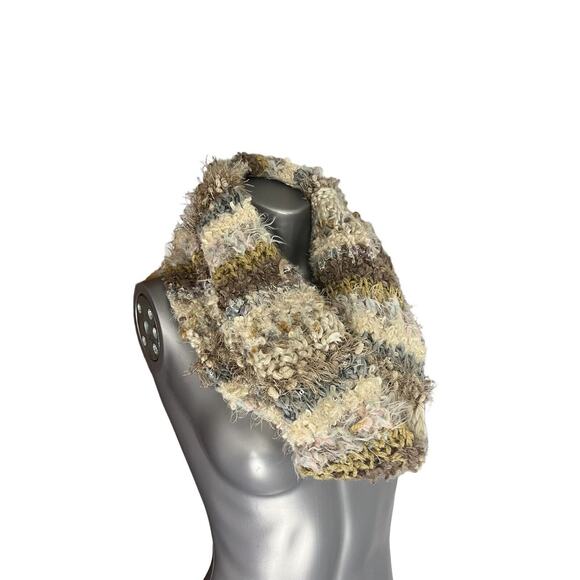 Steve Madden Cream Gray Pink Knit Infinity Scarf Multicolor - Picture 2 of 5